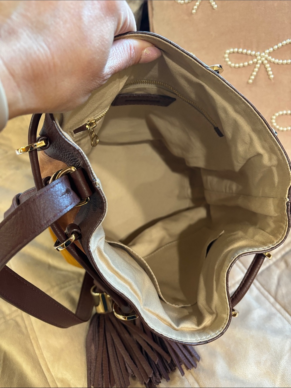 See By Chloe Colorblock Suede & Leather Drawstring Crossbody - Picture 5 of 17